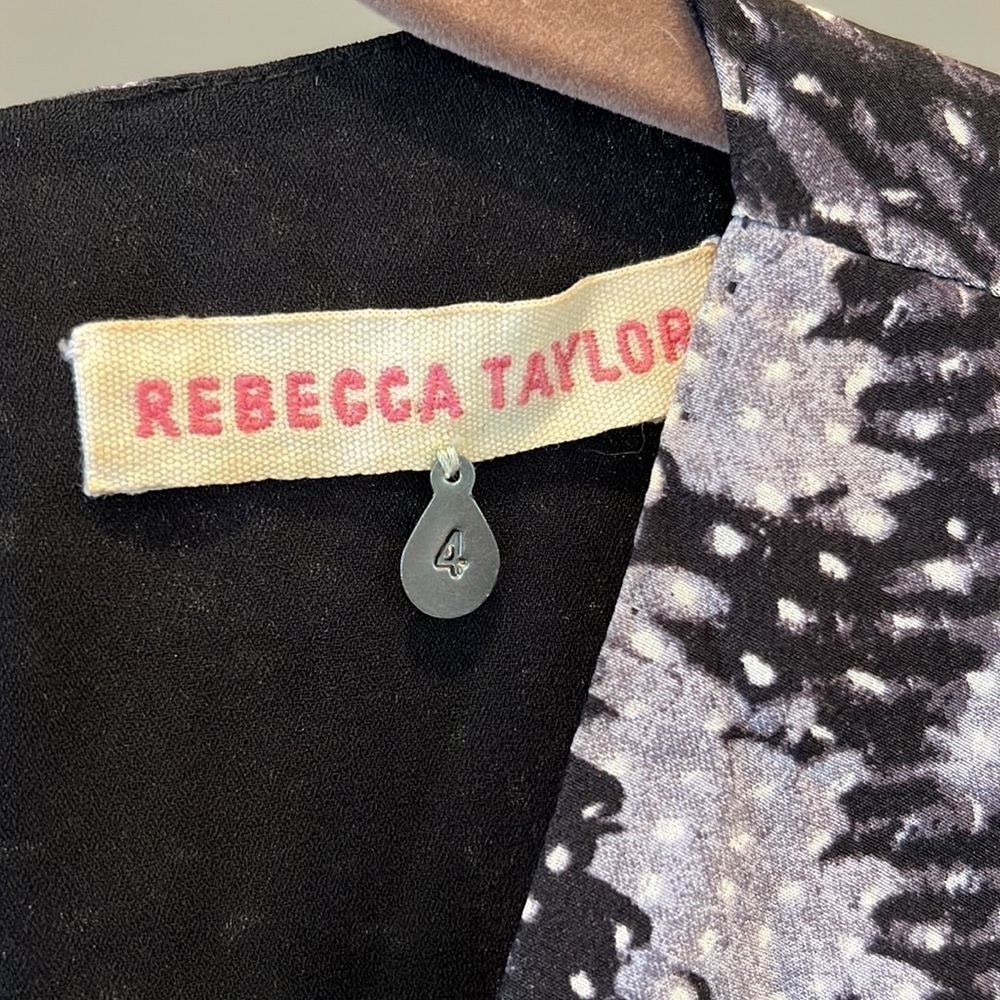 🐠Rebecca Taylor Summer Storm Silk Printed Dress Size 4 gray cutout back - Picture 3 of 8